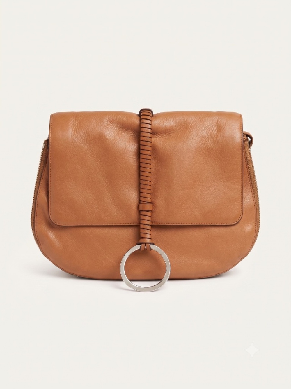 Halston Heritage Cognac Leather Ring Crossbody Bag